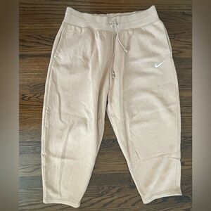 Nike Beige/Tan Drawstring Joggers with Swoosh